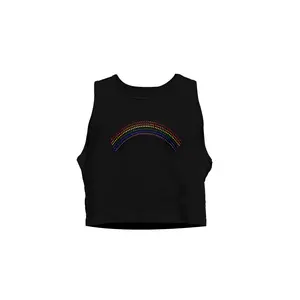 Rainbow rhinestone crop tank