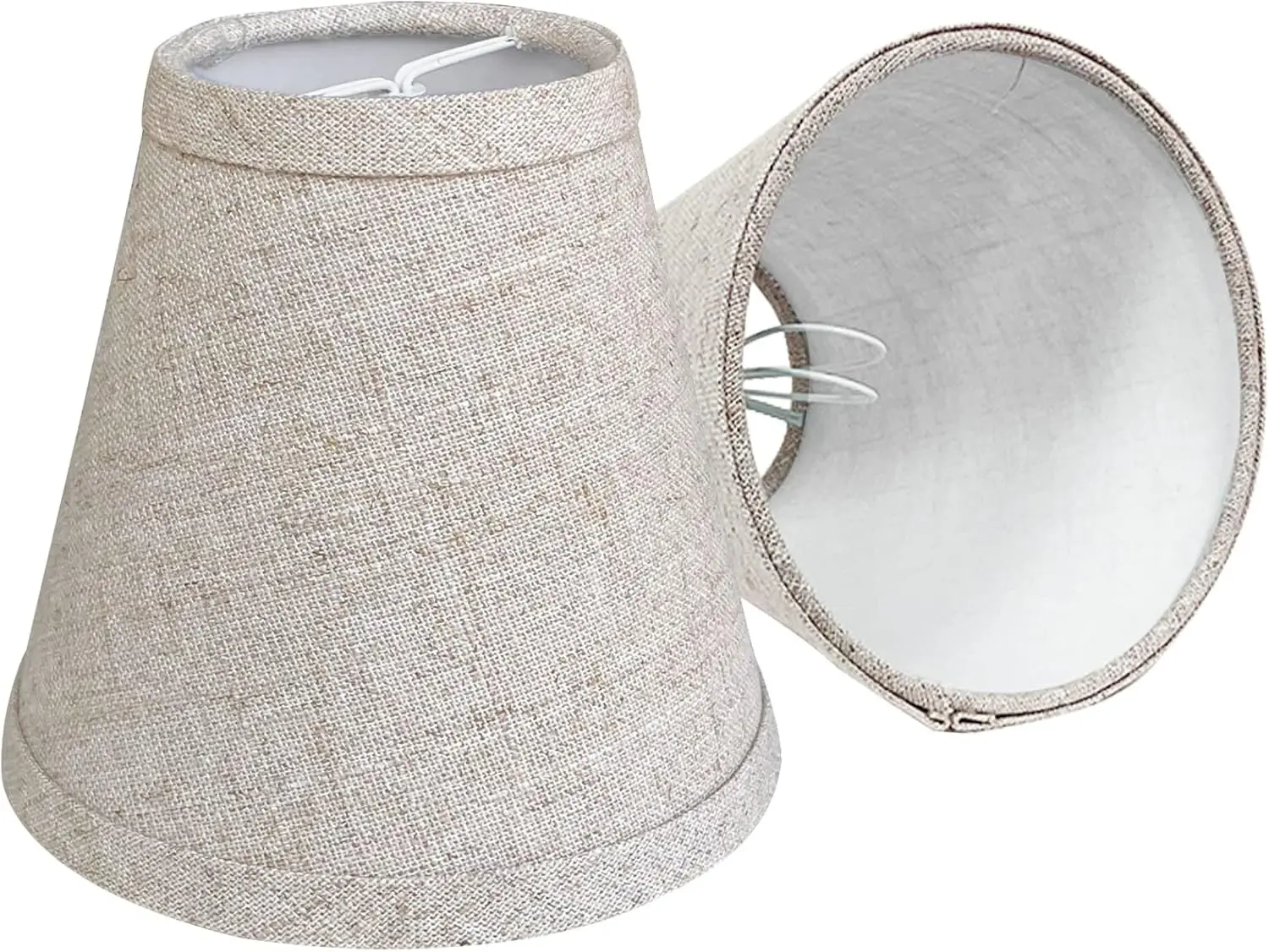 Double Mini Small Brown Barrel Lamp Shades Clip On Bulb, TOOTOO STAR Barrel Fabric Lampshade for Table Chandeliers Wall Floor Lamp Replacement, 3x6x5 Inch, Set of 2 (2 PCS Pack)