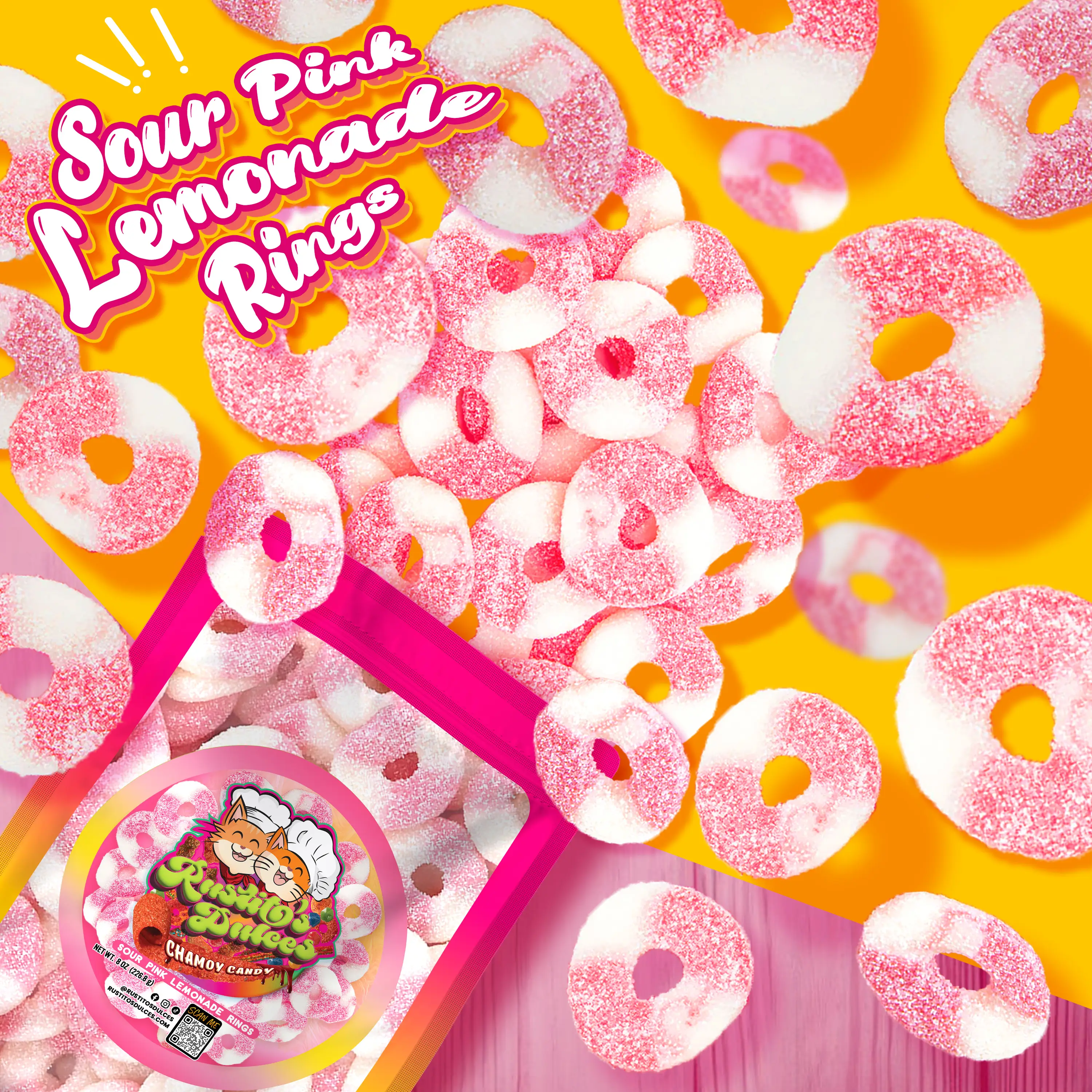 Sour Pink Lemonade Rings - Irresistibly Chewy Gummy Treats for Sweet and Sour Lovers candy