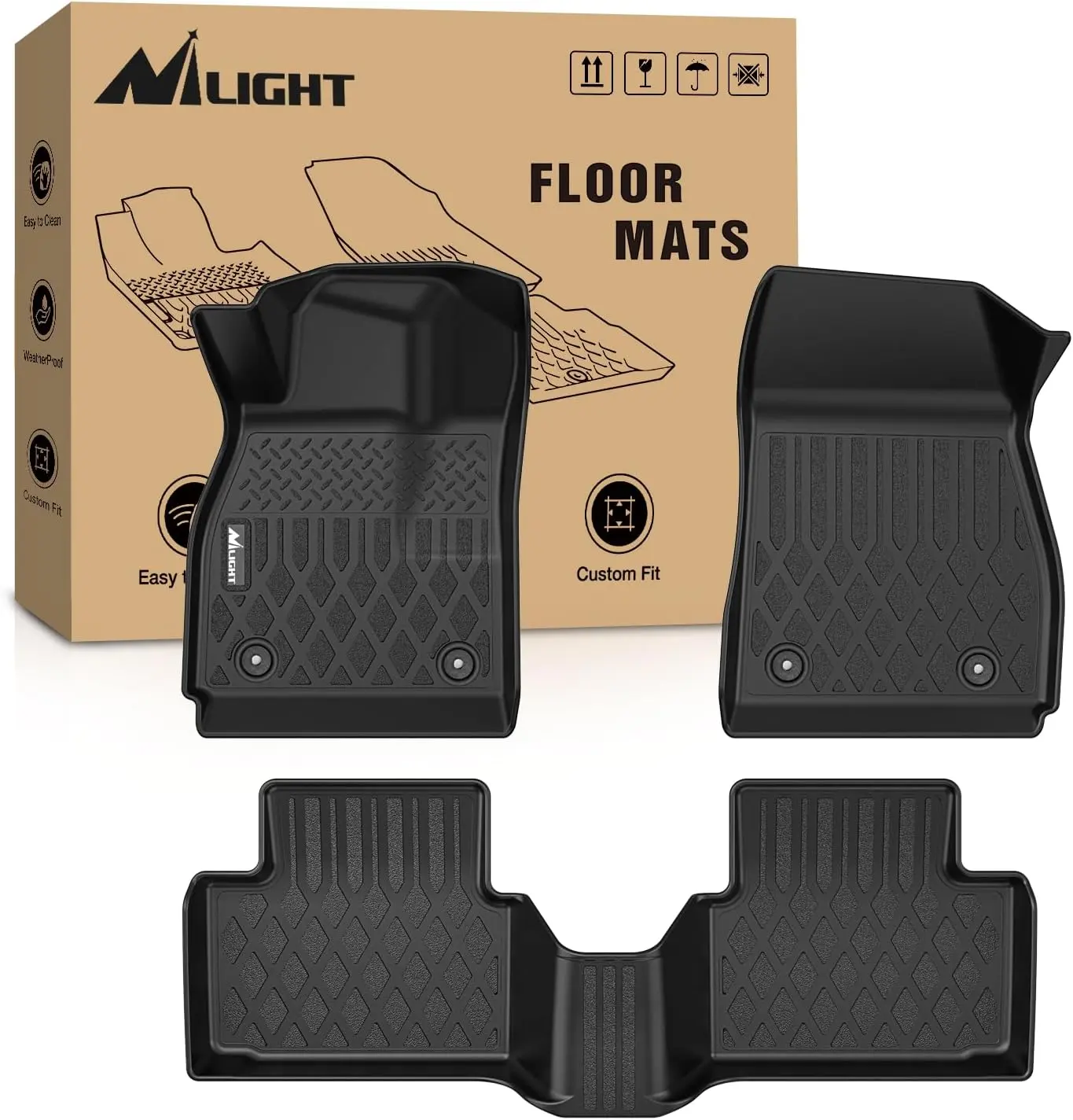 Nilight TPE Car Floor Mats Protector for Chevy Malibu 2013-2016 Limited Edition - Custom Fit, Heavy Duty, Weatherproof, Waterproof Car Interior Accessories, Floor Mats For Car