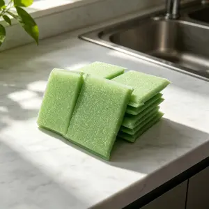 12-Pack Silver Color Sponge Scrubber, Thickened Abrasion-Resistant Layer, Strong Oil Stain Removal, Reusable Kitchen Cleaning Tool