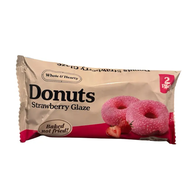 Single Strawberry Glazed Donut - Baked Not Fried, Snack Cake Pastry Dessert