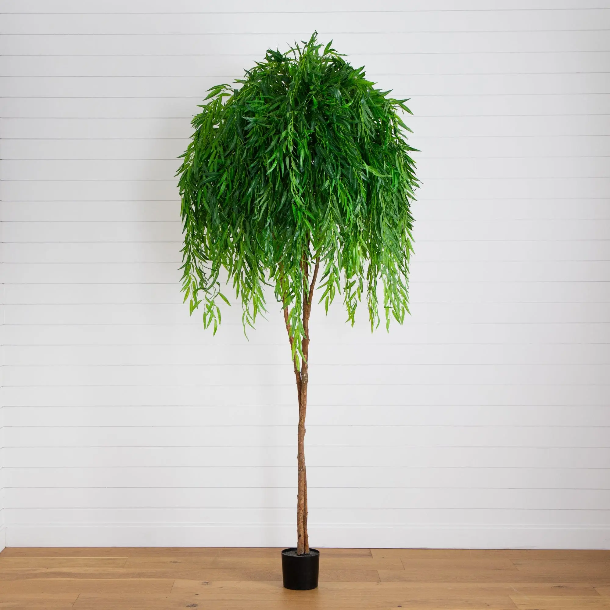 9’ Real Touch Synthetic Willow Tree, Decorative Fake Greenery Shrubs with Photorealism & Natural Look, Green Aesthetic Home Decor for Welcoming Visitors