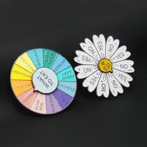 February Valentines Day Hot New Ideas Rotary Brooch Rainbow Dial Daisy Badge Clothing Accessories