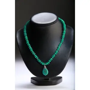 Turquoise Necklace, Natural Tibetan Turquoise 8mm Lentil with Stunning Turquoise Focal Bead Statement Native Southwestern Necklace 19.25"