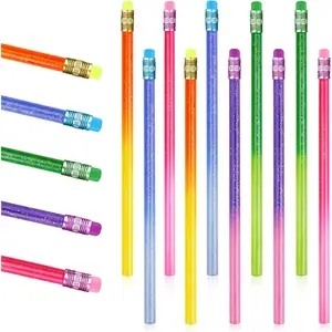 Color Changing Mood Pencil with Eraser Wooden Glitter Graphite Heat Activated Thermochromic Pencils Assorted Colors Higher Thermal Sensitivity 15 Pack
