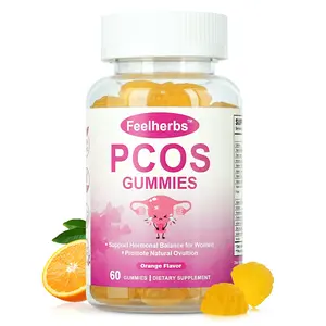 PCOS Gummies for Women Menstrual Cycle & Hormonal Balance, 60 Count Ovarian Support Gummies with Myo-Inositol, Folate and Vitamins, Orange Flavor PCOS Vitamins Gummies Helps Fertility and Ovulation