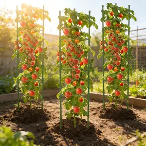 3-Pack Triangle Tomato Cage Plant Support Stand, Durable Garden Climbing Frame for Tomatoes Cucumbers Vines, Adjustable Height