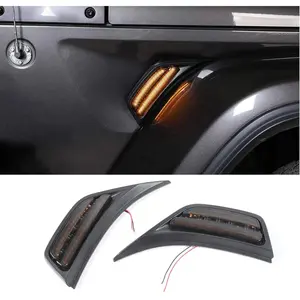 for Jeep JL LED Fender Marker Lights,Side Turn Signal Lamp LED Amber Blinker Turn Signal Lights Mudguard Indicator Light for 2018-2025+Jeep Wrangler JL JLU Gladiator JT Accessories,Smoke 2pc