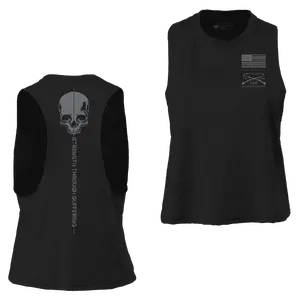 Women's Strength Through Suffering Cropped Tank - Dark Heather Gray