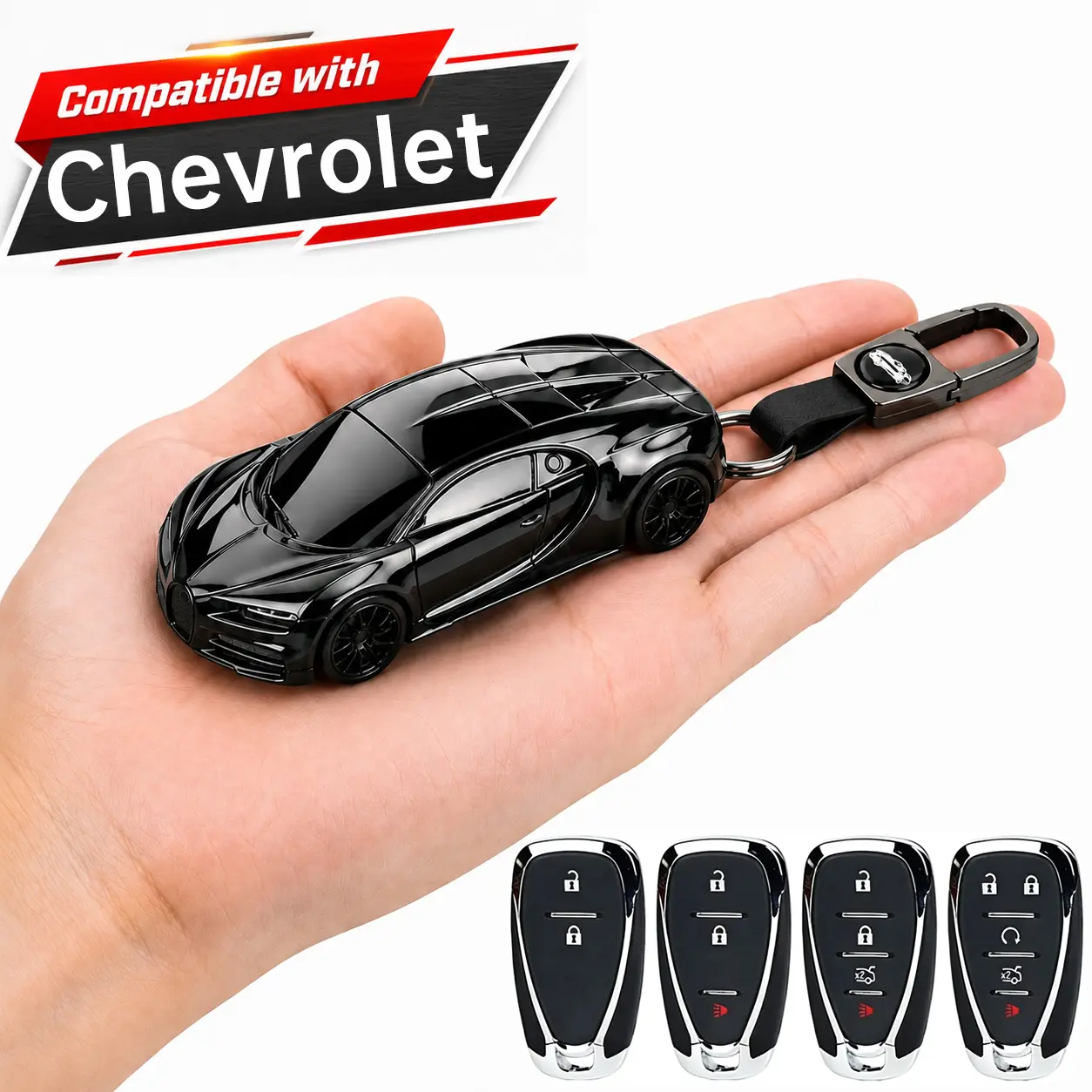 ABS Plastic Car Key Fob Cover - Protective Shell for Chevy Chevrolet Models (Equinox, Malibu, Traverse, Blazer, Camaro, Impala, Cruze, Volt, Bolt, Sonic, Trax), Sporty Styling, Secure Fit, Car Accessories