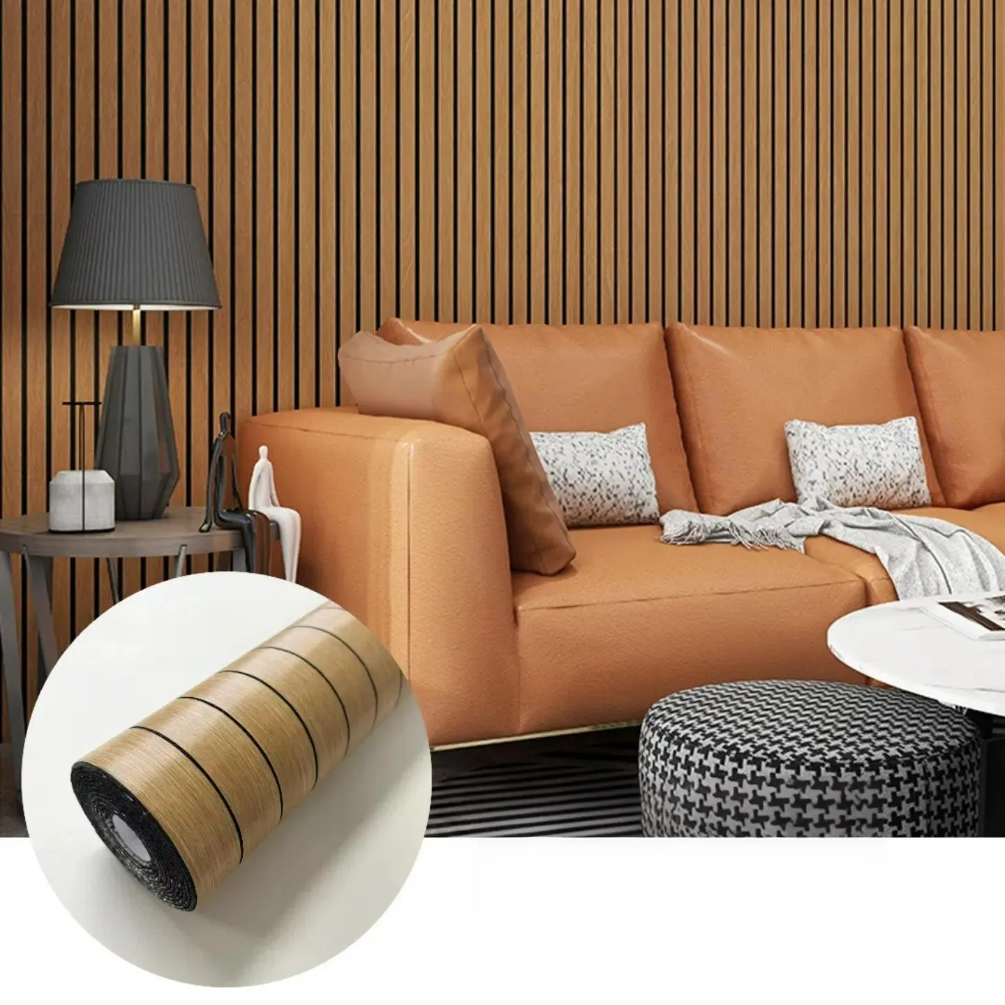 Easy-To-Cut 3D Wood Grain Stripe Wallpaper Roll, 118.1" X 15.7", Textured Surface, Ideal for Bedroom, Living Room, Ceiling, TV Background, Decorative Wallpaper, Striped Wallpaper