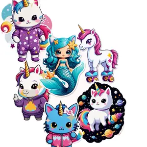 Unicorn & Kitty Sticker - Cute Mermaid Design with Rainbow Accents in Various Colors