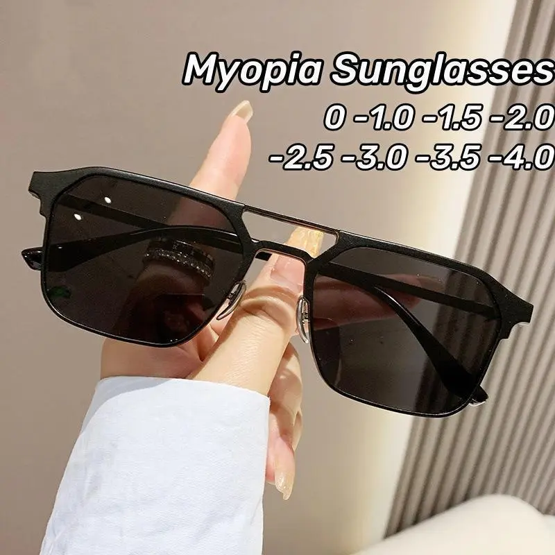 Korean Style Browline Sunglasses with Double Beam Metal & Nylon Frame, Unisex Eyewear Fashion with Anti-UV Lens for Driving & Sun Protection, Korean Look, Full Rim