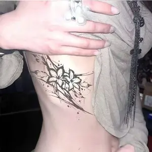 1pcs Rose Blossoms Herbal Juice Floral Tattoo Sticker Sexy Spicy Girl Abdominal Temporary Tattoo Waterproof Durable Fake Tattoo Men and Women Halloween Party Gift Y2K
