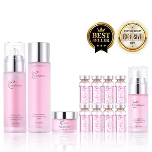 Gentle Korean Glass Resurfacing Set 12 Piece Deep Moisturizing Firming FDA Registered Manufacturer Sakura Bio Ferment Extract Tri Peptide Complex Hyaluronic Acid Microspheres