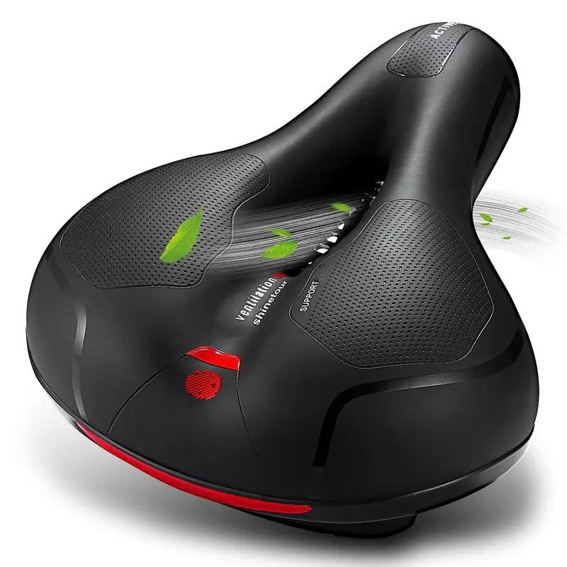 Comfort Bike Seat Wide Bicycle Saddle Replacement Foam Padded Soft Bike Cushion With Dual Shock Absorbing Universal Fit For Women Men