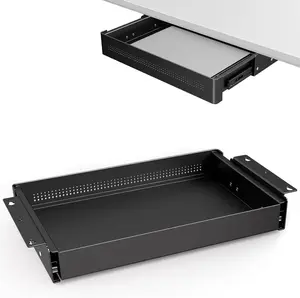 Under Desk Storage Drawer 15.7" Wide - Smooth Slide Out Organizer for Standing Desk & Home Office, Max Load 17.6 lbs, Quiet Glide, Black