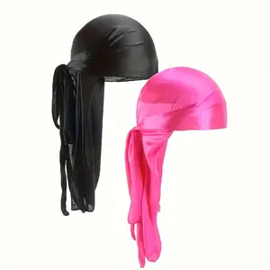 Double Pack Durag Pirate Hat - Soft and Odorless, 360-Degree Wave Design, Extended Tail Design, Comfortable and Fashionable