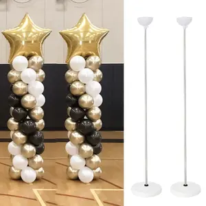 2M Adjustable Balloon Column Stand Kit Metal Balloon Tower Pillar Holder Base for Wedding Birthday Party Christmas Decorations