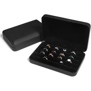 Ring organizer Box, Portable Small Storage Display Case, Fashion  Tray Holder , Ring Boxes for Multiple Rings Fits for Travel or  Organizers (Black Big)