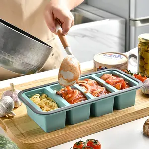 Silicone Cup Freezer Molds for Soup & Ice Cubes, 3-Cavity Tray with Lid for Frozen Broth, Leftovers Storage, Meal Prep Essentials