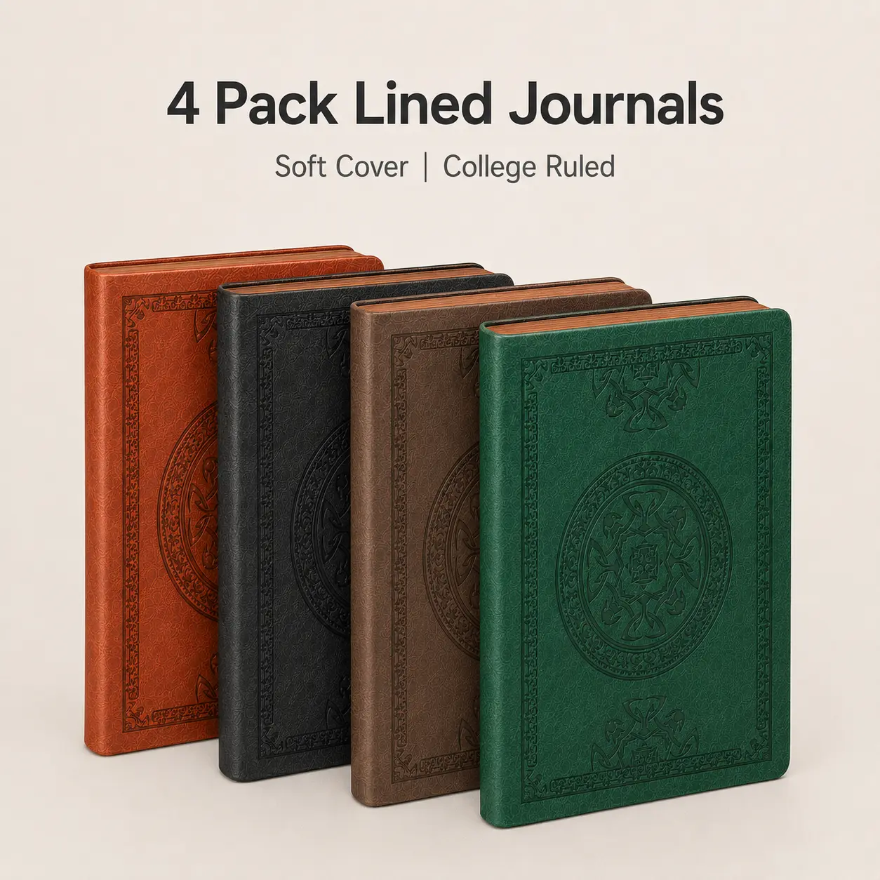 CAGIE soft leather journal A5 Lined college ruled notebooks 4-PACK sketchbook composition back to school shopping 2026 college essentials bible study Prayer Journal Grimoire stuff Gift junk journal scrapbooks