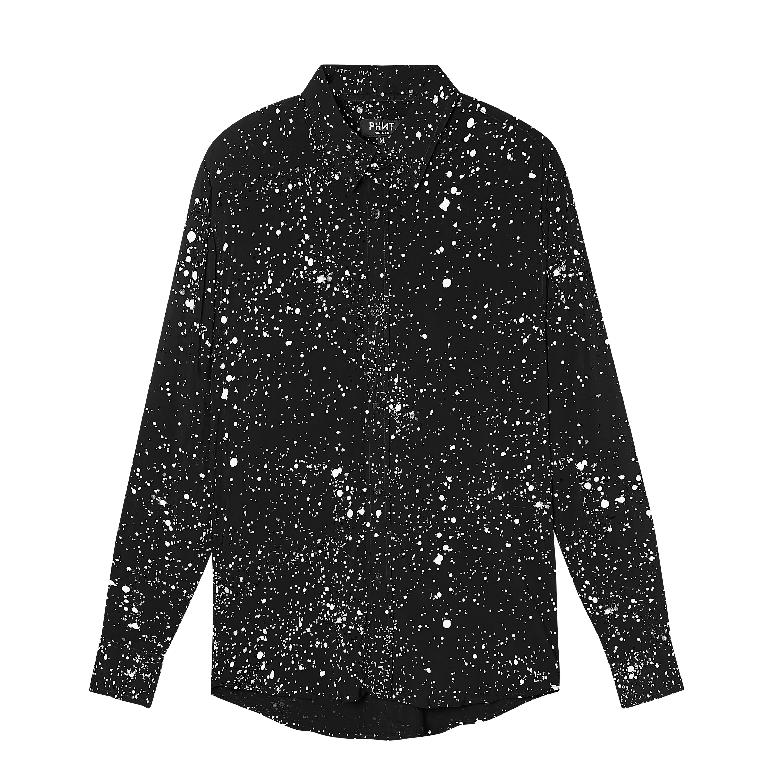 Velender Vermont Paint Dot Linen Shirt - Black