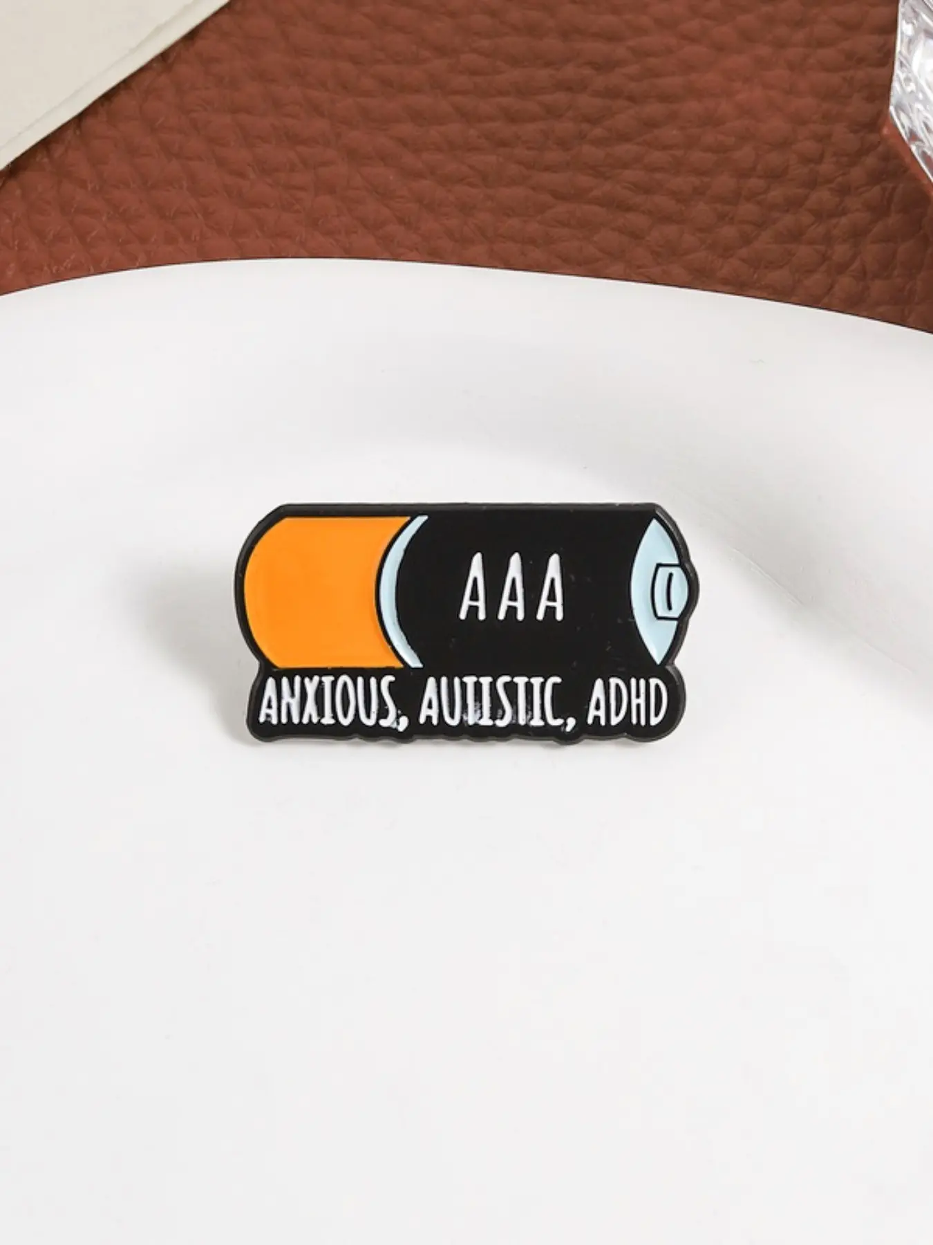 Anxious Autistic ADHD Battery Enamel Pin Creative  AAA Low Battery Neurodiversity Neurodivergent Mental Health Metal Alloy Brooches Backpack Lapel Badge Fashion Jewelry Gifts for Friends Lapel Pins