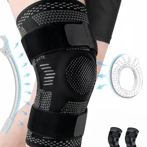 2-piece copper knee brace with adjustable straps, professional knee compression sleeve, suitable for both men and women, knee support, runners knee brace, relieve pain, running, ACL recovery, anti-slip and maximum stability
