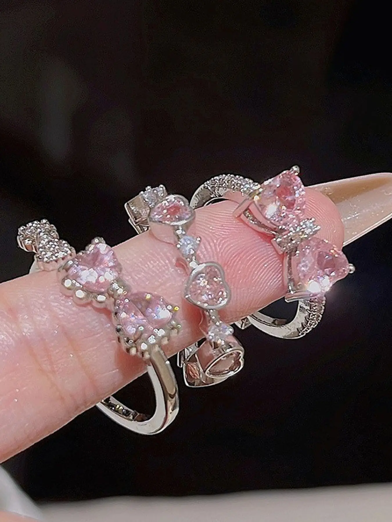 3pcs Women's Cute Bow Decor Ring, Synthetic Zircon Casual Trendy Jewelry, Korean Style, Perfect Gift for Birthday and Anniversary