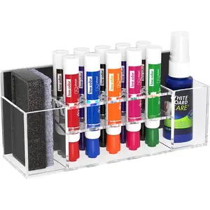 Dry Erase Marker Holder for Whiteboard, Wall Mount 10 Slots  Pen Pencil Holder for Fridge Refrigerator, Locker Organizer Accessories for School Classroom Office, Clear