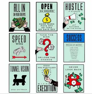 Monopoly Motivational Poster Wall Art Classic Cartoon Graffiti Canvas Time isMoney Poster Home Living Room Office WallPicture Decor wall set Decoration Artistic
