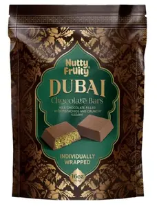 Nutty & Fruity Dubai Chocolate Bars, Milk Chocolate with Pistachio, Individually Wrapped, 16 oz (454gr) Dessert