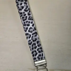 Cheetah Print White and Black Keychain Key fob Wristlet
