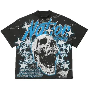 Men's Y2K Graphic Cotton T-Shirt - Skull & Stars Print, Casual Short Sleeve Crewneck Tee for Summer, Soft & Comfortable Cotton Fabric, Machine Washable, Streetwear Fashion | Star Motif Shirt | Bold Graphic Design