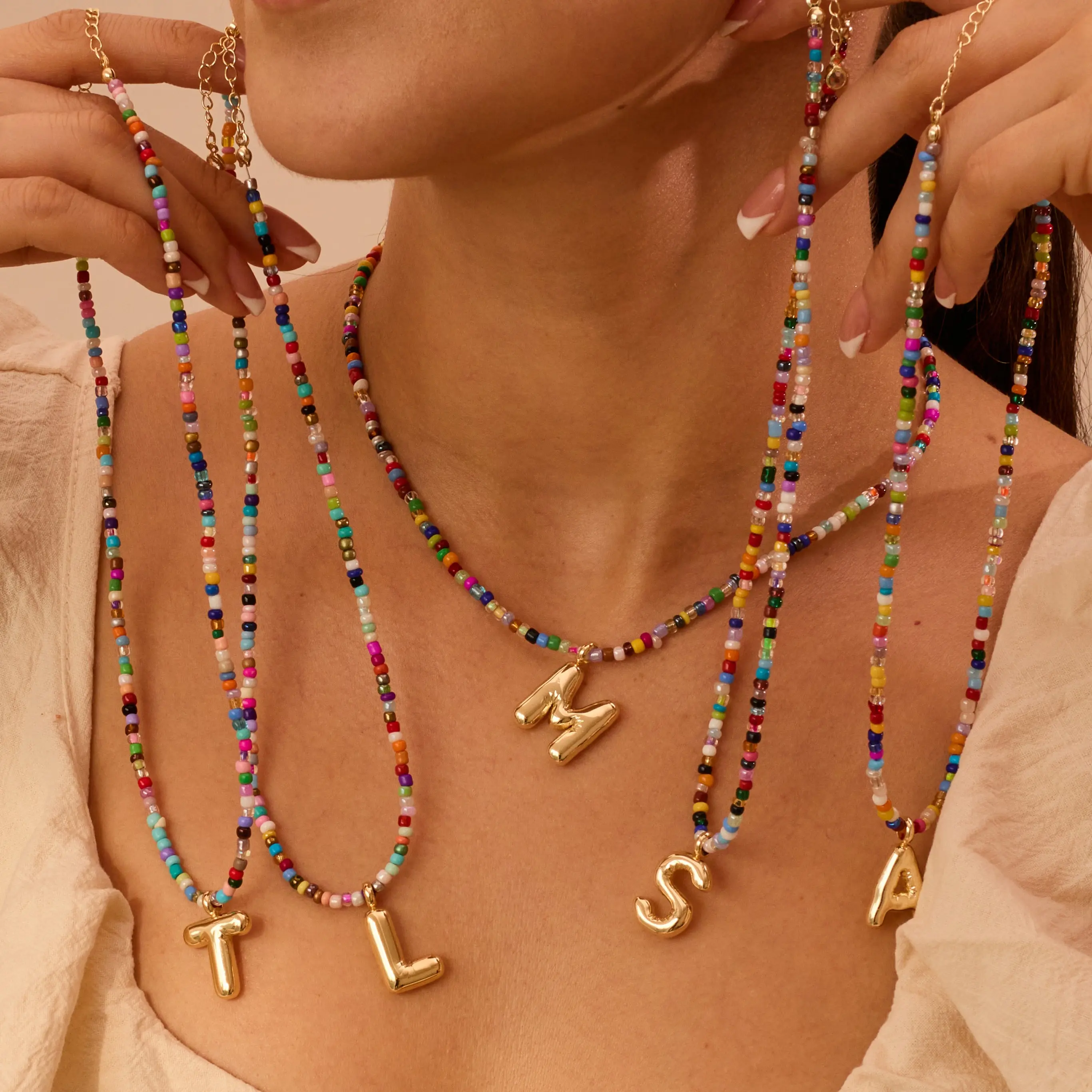 VRIUA Colorful Letter Chocker for Women & Girls Bubble Initial
