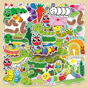 Cute Caterpillar Pattern Sticker, 100pcs/set Cartoon DIY Decorative Sticker, DIY Decals for Water Bottle, Laptop, Phone Case, Scrapbooking, Journal Making