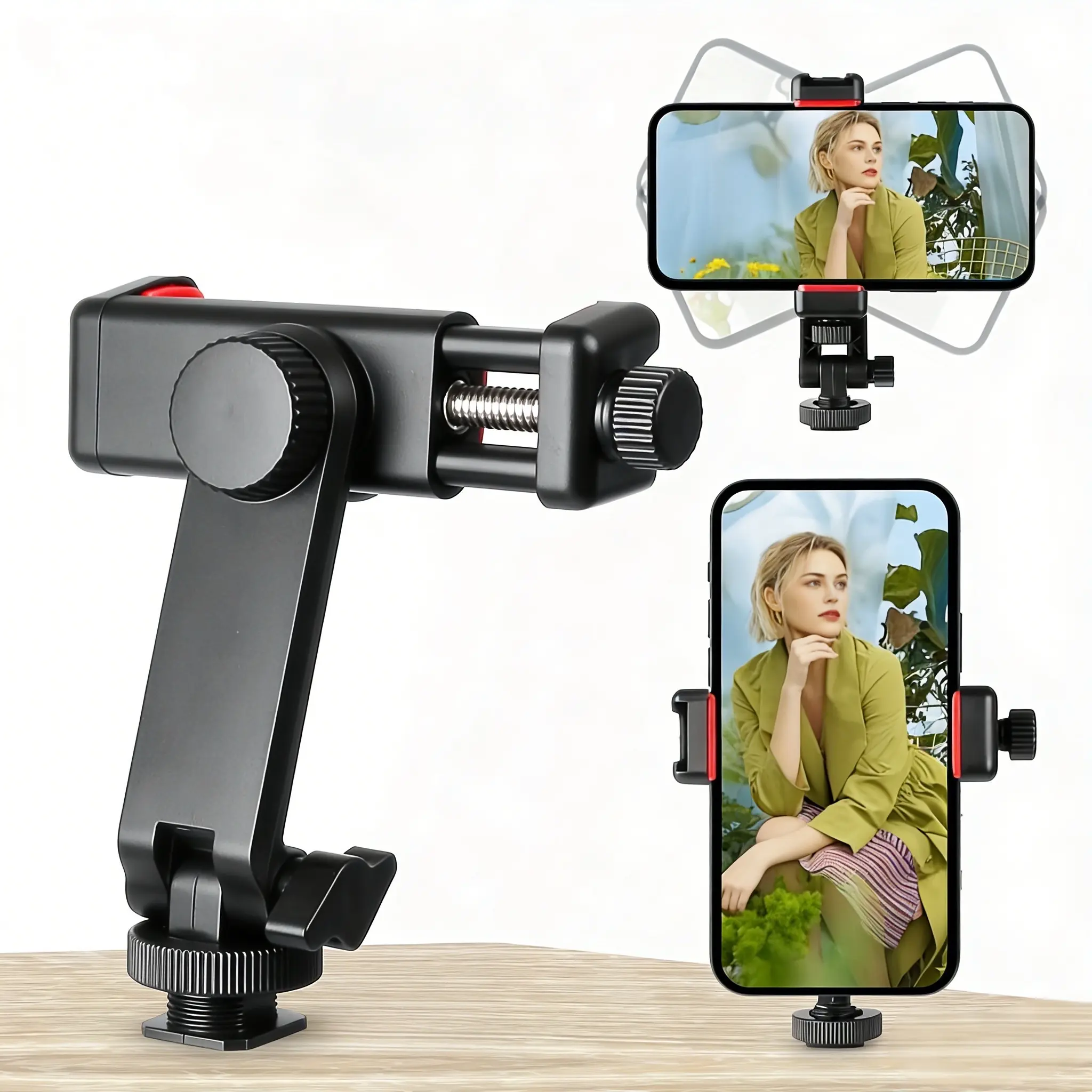 Camera Hot Shoe Phone Tripod Mount Holder - Smartphone Bracket with Cold Shoe Adapter, Fits iPhone & Samsung Devices, DSLR Accessory for Canon, Nikon, Live Streams & Short Video Creation