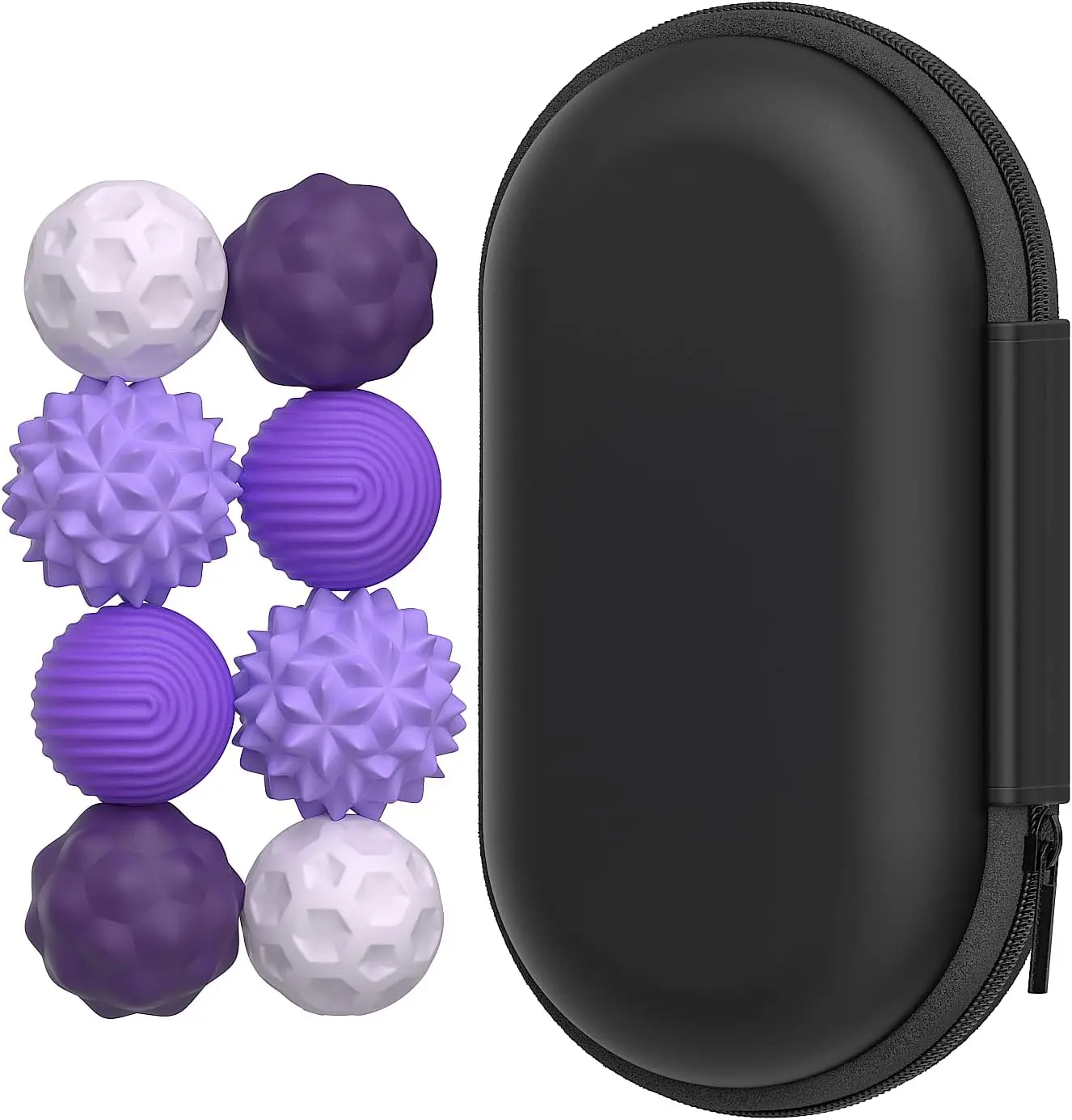 Fidget Toys - 8Pcs Magnetic Attraction Stress Balls with Silicone Shell and Storage Box for Adults - to Calm Restless Hands and Anxious Mind, Silicone Roller Magnet Balls Sensory Adults（Purple）