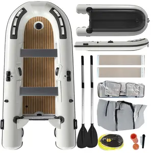 Bezliving 10.5ft Inflatable Dinghy Boat, 1200 lbs Capacity, Transom Sport Tender Rafting Fishing, Inflatable Pontoon Boat for Adults, EVA Foam Floor, 6 Handles, 2 Aluminum Seats, 2 Paddle Holders