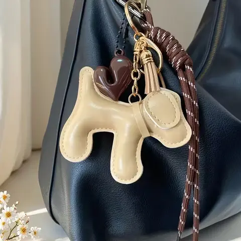 Tassel Heart Pendant Puppy, Cute Vintage Style. Niche Design Heart Charm, Tassel Details, Perfect Accessory For Bags And Keys, Suitable For Commuting Outfits And Everyday Wear, Purse Charms For Handbags, Charms For Purses, Purse Accessories Charm