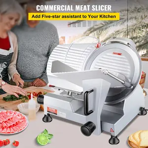 240W Commercial Meat Slicer, Electric Deli Food Slicer, 10" Carbon Steel Blade Electric Food Slicer, 350-400RPM Meat Slicer, 0 - 0.47 inch Thickness Adjustable for Commercial and Home Use
