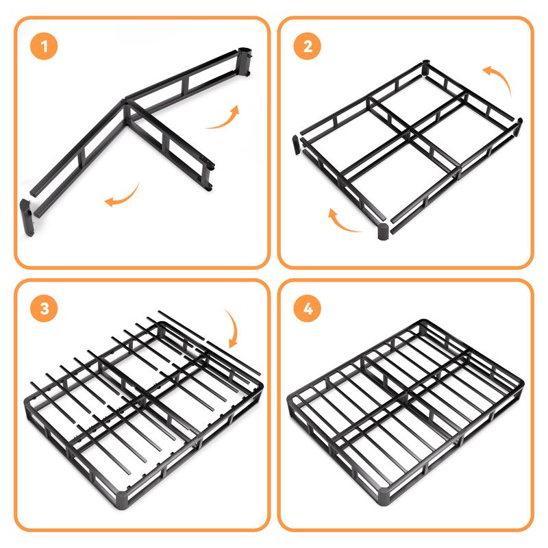 3500 lbs Enhanced Edition Heavy Metal Box Spring Bed Base Extra Large Mattress Base, Easy to Assemble and Noise Free, Compatible with Full/Queen/King Beds, Easy to Clean Fabric Cover,Bed with Storage,Headboard, Storage Bed, Double Bed Frame