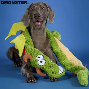 【CLEARANCE】QMONSTER Rustling Paper Dragon Plush Toy for Dogs－Interactive Pull, Tug-of-War, Extra-Long Body, Including A Whole Sheet of Rustling Paper, Self Entertainment, Relieve Boredom, Safe and Soft Plush Materials, Designed for All Size Dogs tiktoksho