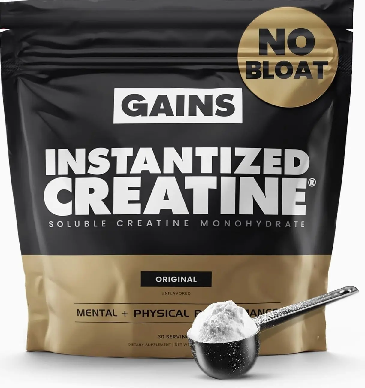Gains in Bulk Instantized Creatine Monohydrate for Men & Women, Soluble Creatine Powder, Supports Muscle Building, Strength and Performance, Bodybuilding Supplements, Unflavored, 30 Servings