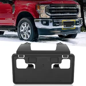 Front Bumper License Plate Frame Bracket Compatible with 2023 2024 Ford F250 F350 Super Duty, Black License Frame Holder Mounting Kit, Replace #   PC3Z-17A385-AA