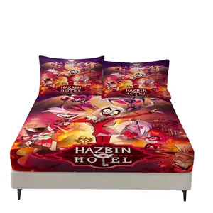 Hazbin Hotel Bed Sheet (Including 1 Bed Sheet And 2 Pillowcases), Bedding Set, Bed Sheets Set, Bedding Supplies, Non Slip Dust Cover Suitable For Bedroom Decoration For Teenagers And Adults