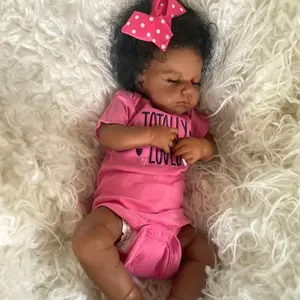 20Inch Reborn Baby Doll Lifelike African American Newborn with Soft Touch Handmade Doll Perfect for Halloween/Thanksgiving/Christmas Gifts Sleeping Doll