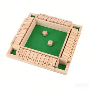 Classic Wooden Dice Game for 4 Players, Family Interactive Skill Development Board Game, Perfect for Home Gatherings and Parties, Tabletop Games
